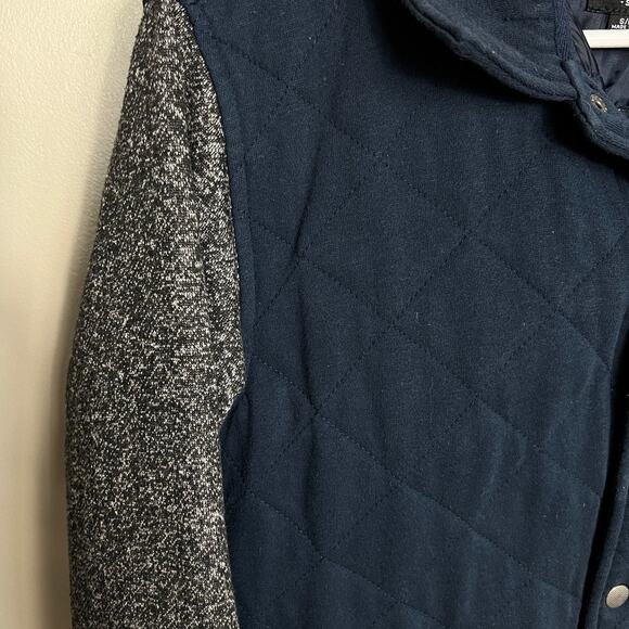 Men's Quilted Quicksilver Knit Jacket Comfortable Soft Coat Navy Blue Gray Small - Picture 2 of 7